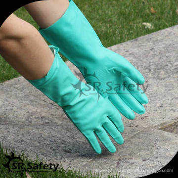 SRSAFETY 2014 nueva industria verde nitrilo guantes largos